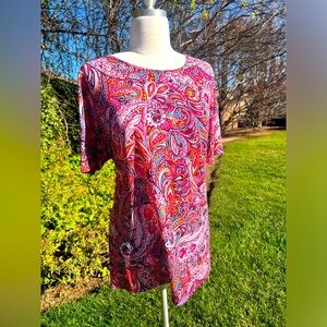 CHICO Paisley Print Women's Top - Pink and Red
